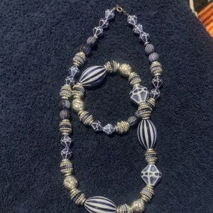 Elegant Blue and Silver Beaded Necklace